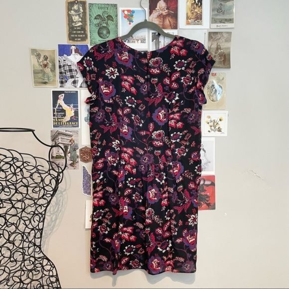 JOIE SILK ROUND NECK SHORT SLEEVE PLEATED SKIRT FITTED WAIST FLORAL MINI DRESS S - Picture 3 of 8